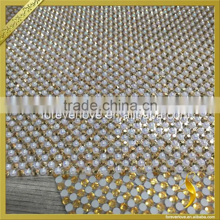 Wholesale rhinestone applique crystal embellished trim mesh FRM-226