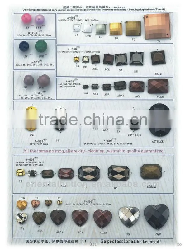 2 Holes anti-silver square sew on stones