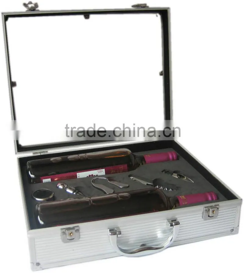 2015 aluminum profile fireproof shell aluminum wine case box with lock and handle