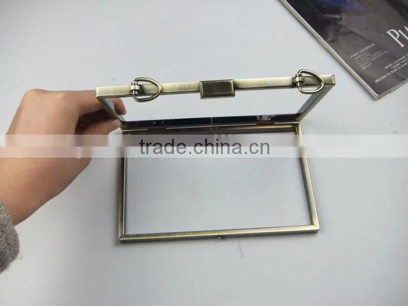 2014!New Fashion Antique Brass Metal Purse Bag Frames With Clasp Loop