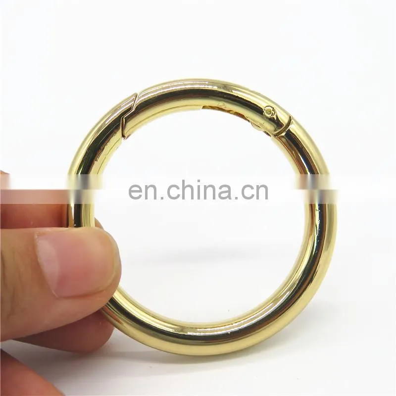 Manufacture Metal Round Snap Ring Shiny Gold Spring Gate O Ring for Handbag