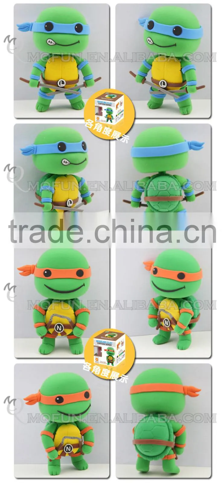Mini Qute Bonnie kawaii boys Anime Ninja Turtle Leonardo DIY cartoon building blocks plasticine clay educational toy NO.BN9990-2