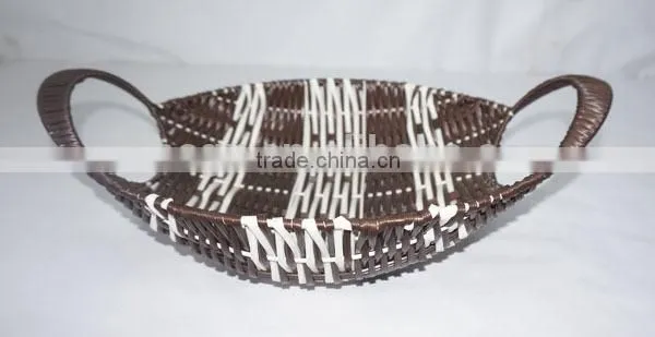 woven bread tray with handles
