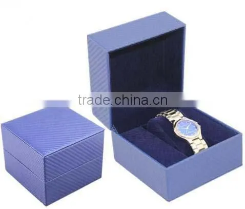 Watch Box single Mens Blue Leather Display Glass Top Jewelry Case,leather watch case