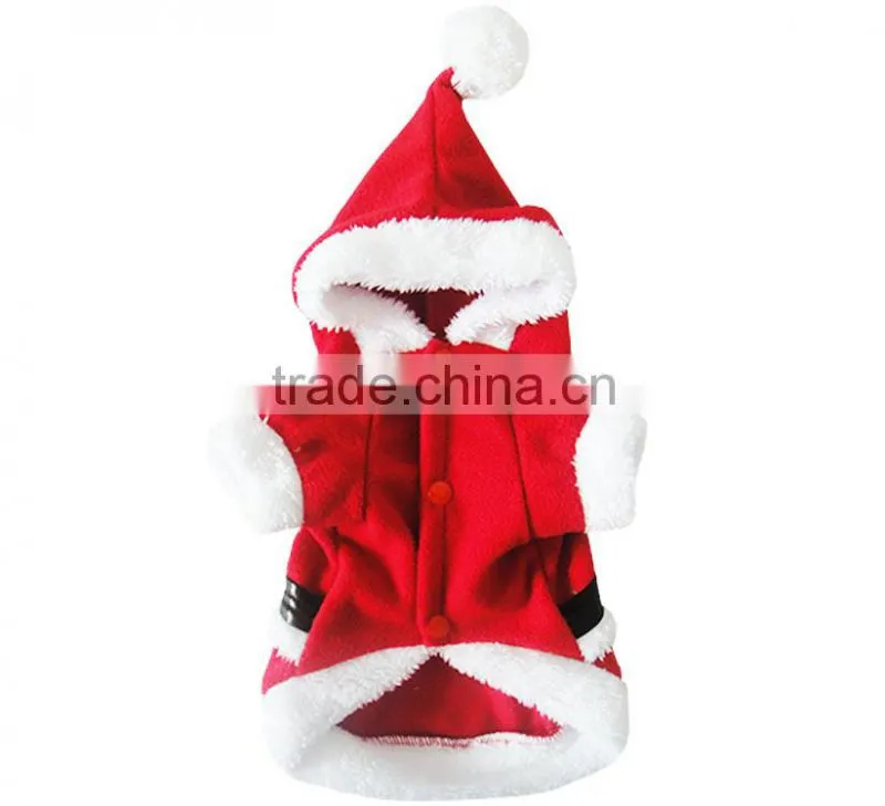 Red christmas clothes with hat for pet dog wear dog clothes