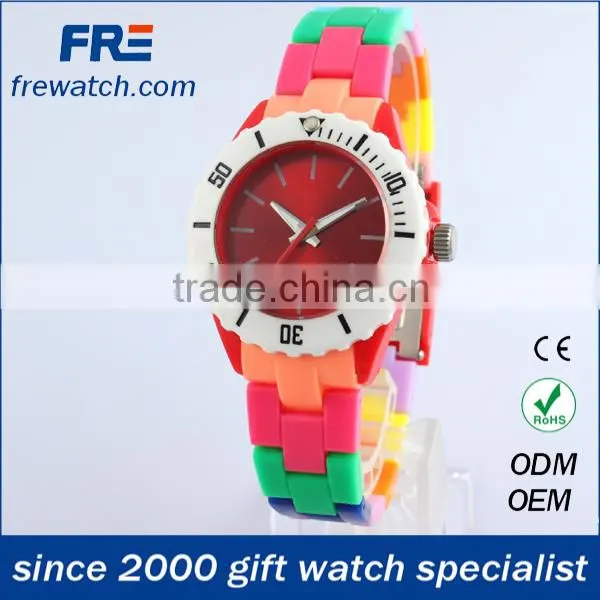 hot selling eco-friendly plastic watch with japan movement fashion plastic mixed color watch