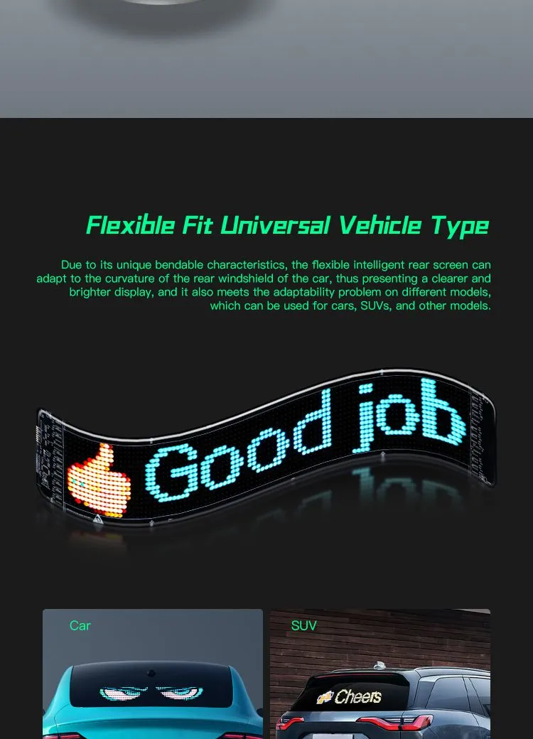 96*16 Car Windshield LED Screen Diy Indicator Light Devil Eyes App Control for Truck Animated Decorative Electronic