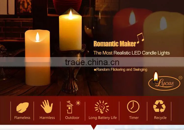 ABFGHI Lycas patented Ivory pillar flameless 3D moving flame led candle niganha