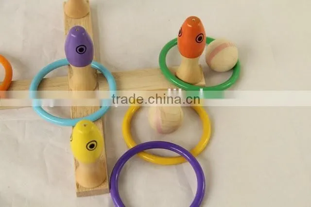 New fashion three in one wooden toy ring toss bowling fishing game