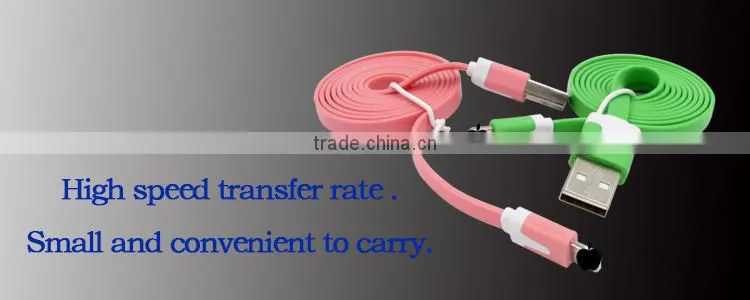 SLT Customized Colorful Flat Double Sided USB Cable for iphone Custom usb cable