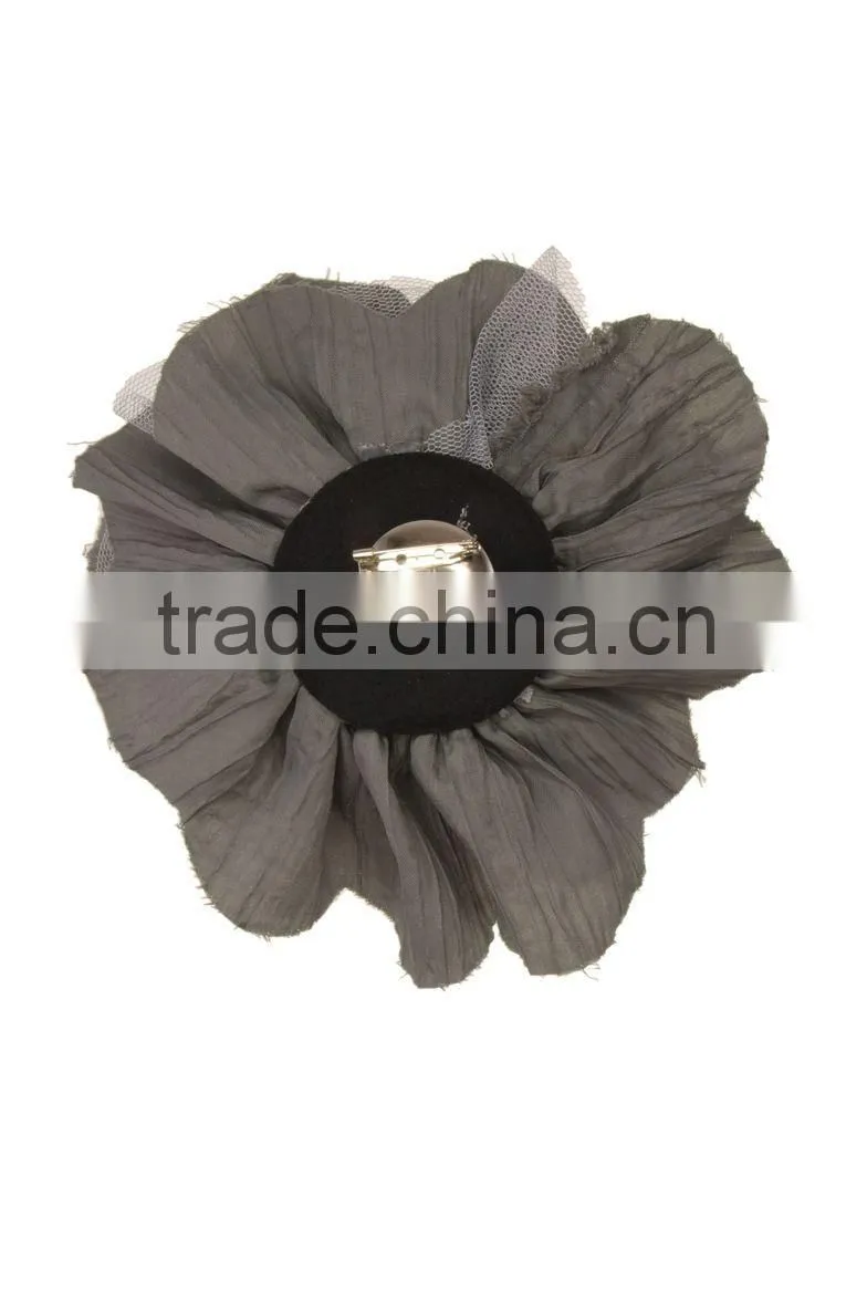 Crinkled Fabric Flower Fascinator Hair Clip/Barrettes