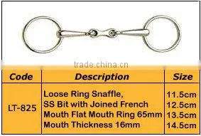 Horse Bit - Loose Ring Snaffle, SS Bit with Joined French Mouth Flat Mouth