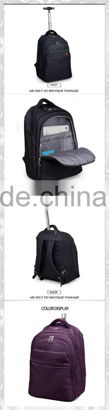 fancy business trolley backpack fashion trolley bag