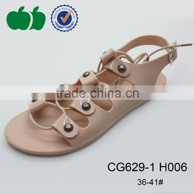 Fashion ladies latest summer flat pvc crystal plastic sandals