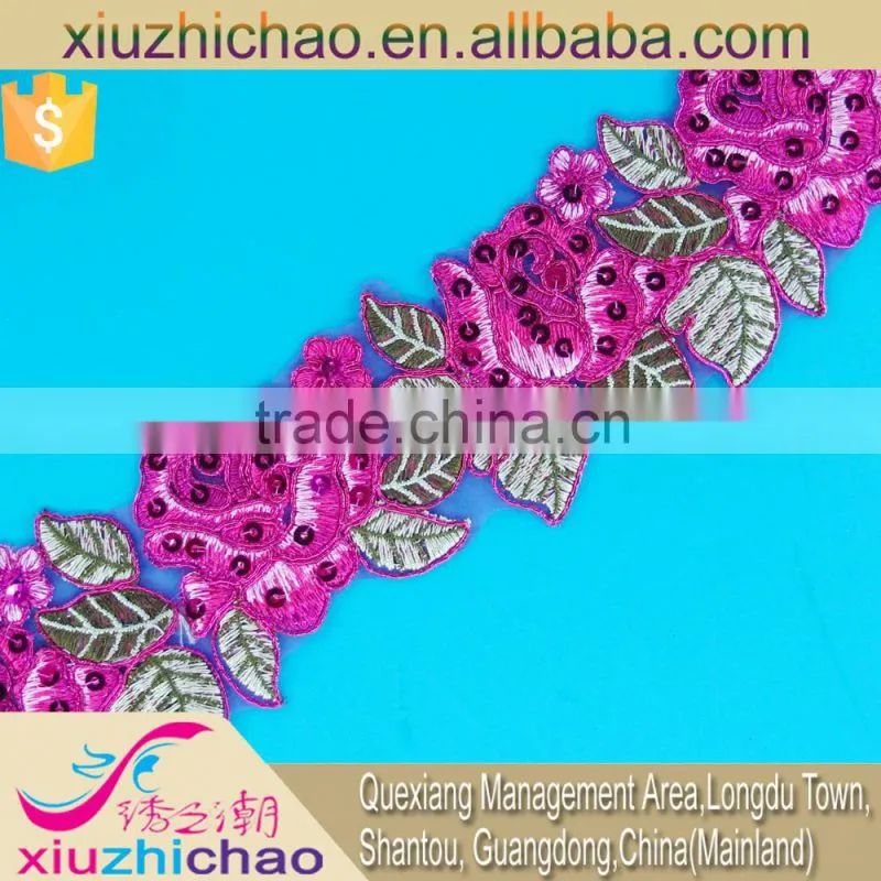 T0270-4a(2.4)many colors embroidery trimming lace with sequin
