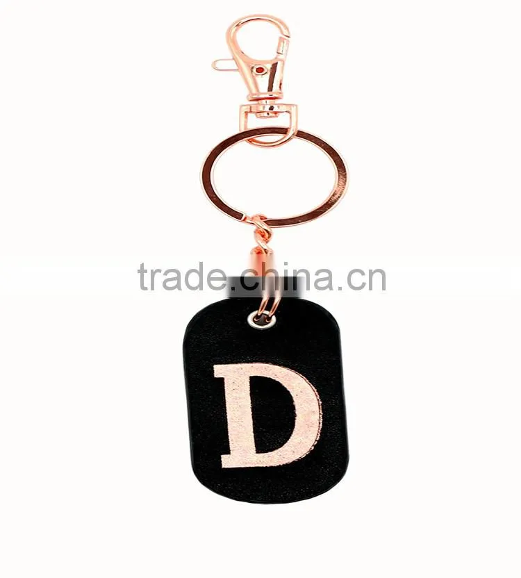 2016 new gift word genuine leather key chain metal car key chain