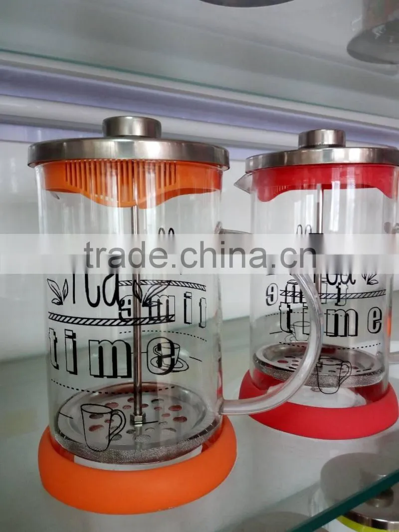 Colorful PP Frame Borosilicate glass french press plunger/Coffee maker