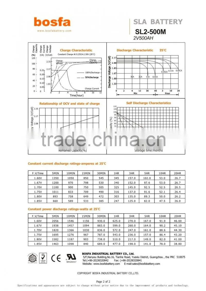 super high-power agm battery 2v 500ah battery cycle