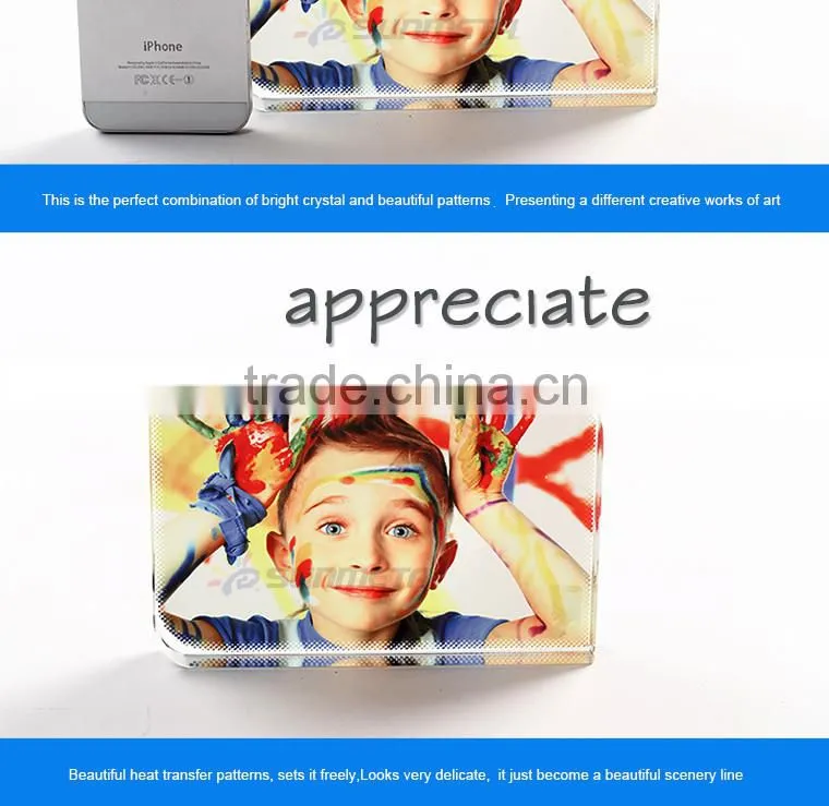 Sunmeta factory sublimation cystal round corner for 3D vaccum machine BXP-07