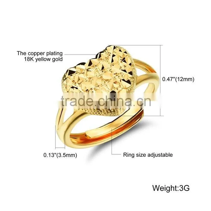 brass jewellery women heart 2016 fashion adjustable metal rings