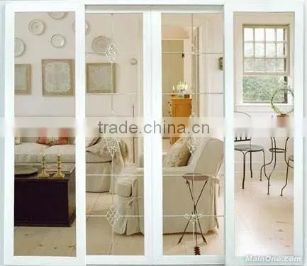 Four panel Interior house sliding grill door for sale,PVC/UPVC horizontal sliding grill door design