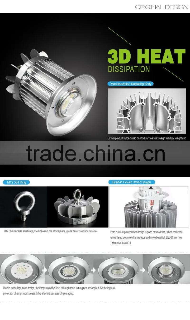 2016 Copper Heat Pipe Design 5 Years Warranty CE Rohs Approved Meanwell Driver 80W LED High Bay Light