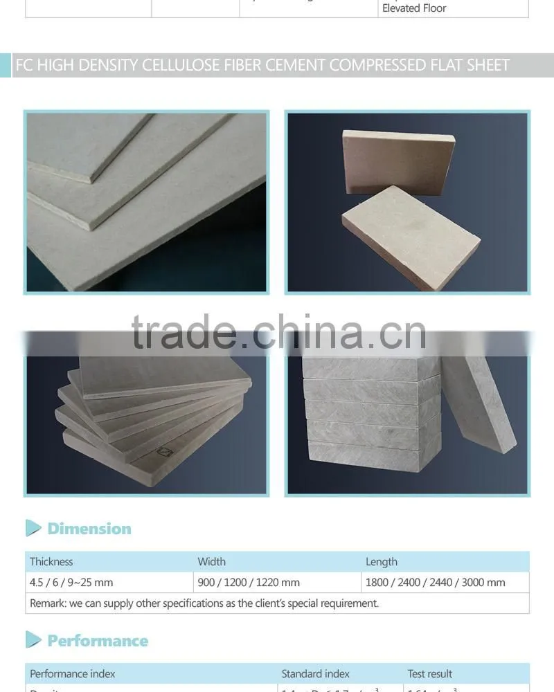 Australian code fibro cement compressed sheet 18mm*1200mm*2700mm