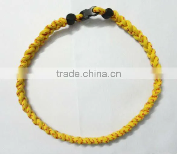2012 Stitch Baseball Sports Necklace, Tornado Titanium Negative Ion Stitching Necklace White with Red Stitching Thread