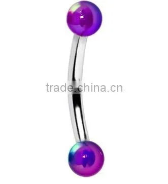 16 Gauge Metallic Acrylic Purple Curved Eyebrow Ring