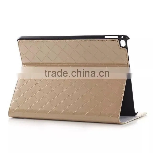 lattice leather stand case for ipad air 2, with sleep and wake function case for ipad 6