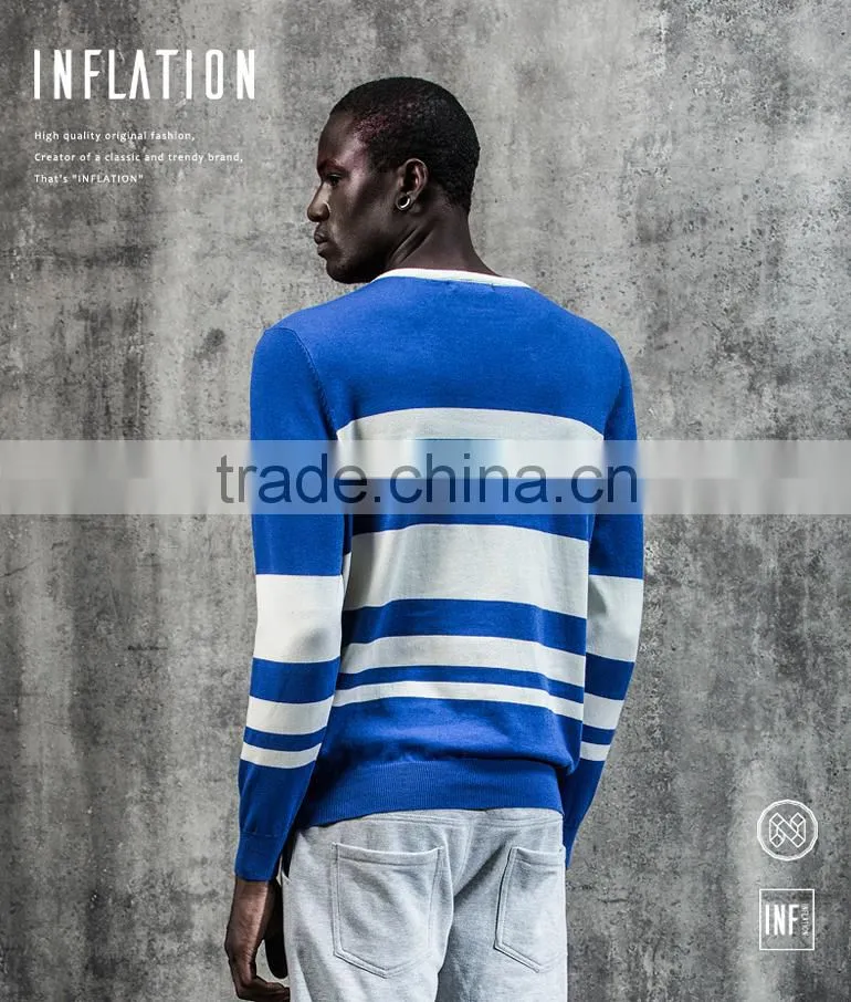 Men's Flat Stripe Knitted Sweater Teenager Pullover Sweater
