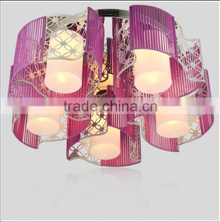 Nice Apperance Fabric Ceiling Lights E27 Base Purple Iron LED Ceiling Lights