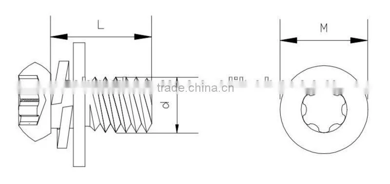 Six lobe wafer head Stainless steel SEMS Screws