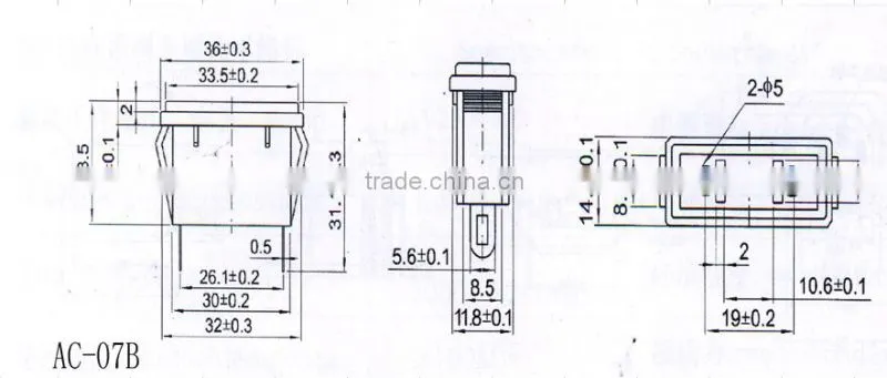 250V 2 inside pin electrical AC waterproof socket