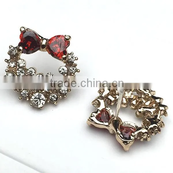 925 silver needle cherry flower bow shaped small size earrings