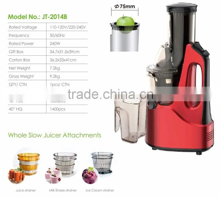 2016 Colorful Multifunctional Automatic Korea Wide Mouth Slow Auger Juicer