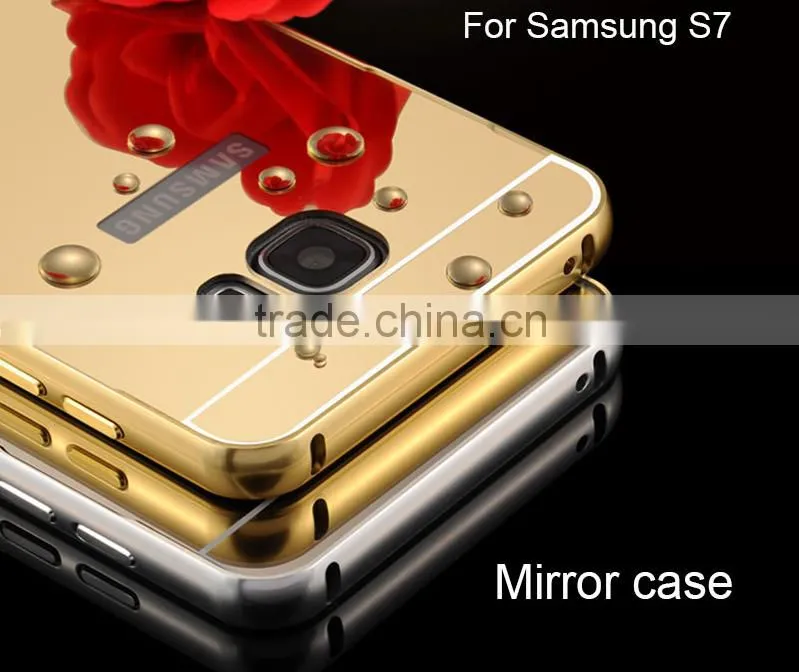 2016 hot selling window view electroplating mirror pc pu flip case cover for samsung galaxy s7/s7 edge