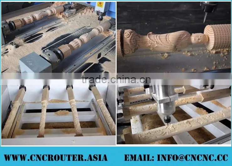 Custom Design 4 Heads 4 Rotary Axis Wood CNC Router Machine Mainly For Round Materials ZKM-1325 With Air Cylinder For Z-Axis