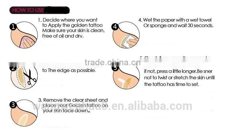 2016 High Quality Metal Fashion Wholesale Price waterproof temporary Gold And Sliver Stickers Tattoos