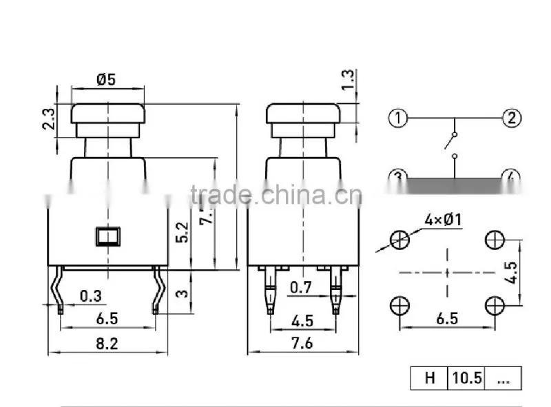TSA06141-1020 Tact Switch with sheath and cap