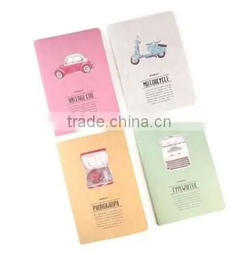 paper soft cover lined cream paper book with staples