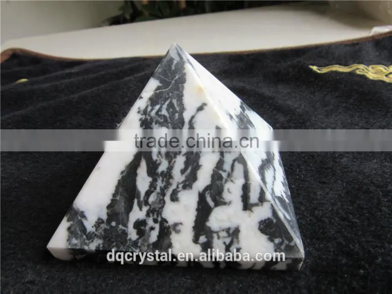hot sales black&white natural zebra rock stone pyramid model
