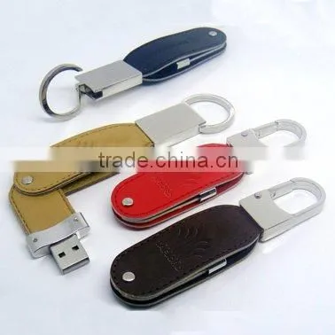 wholesale leather usb pendrive with free keyring and logo printing