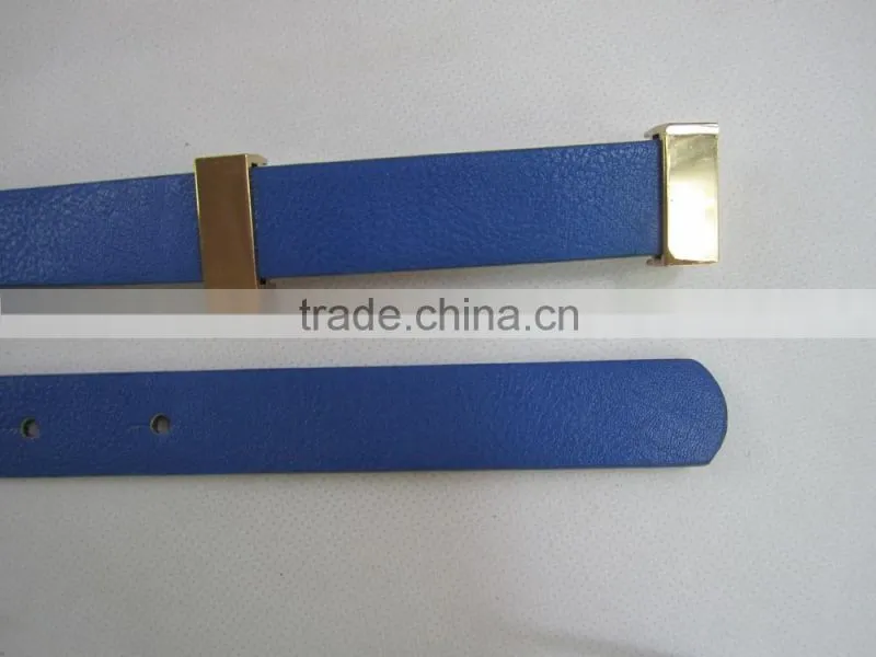 blue cheap skinny PU leather ladies belts