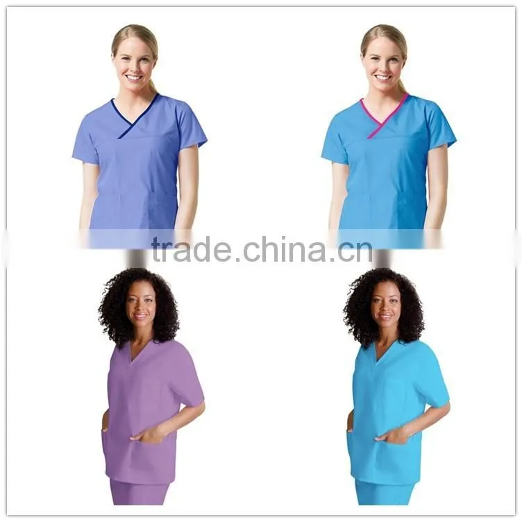 women's scrub uniform/hospital nursing suits/uniform clinical medical sets/custom antimicrobial medical scrubs