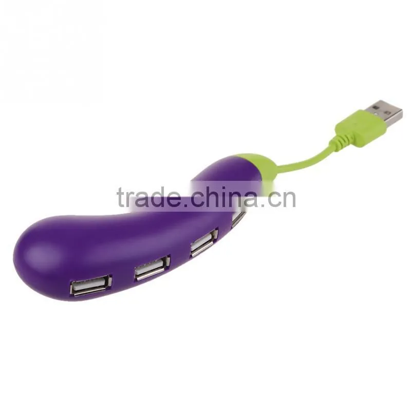 2015 Top Fashion Rushed Usb Hub Charging 1pc Cute Purple Eggplant Hub 4 Port Usb 2.0 Power Adapter For Computer & Networking