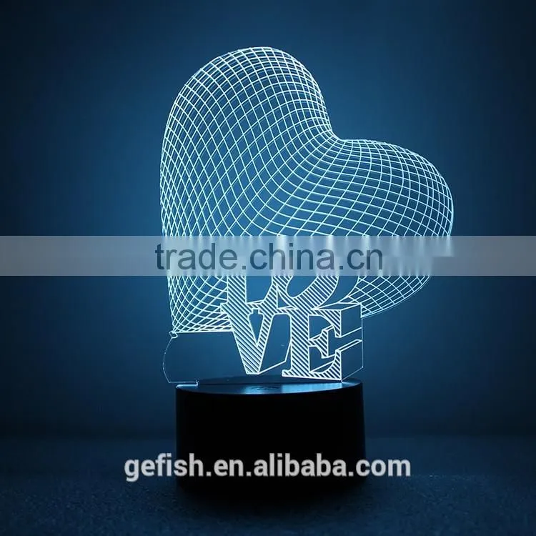 Fancy customized 3D acrylic table led lamp with battery wholesale