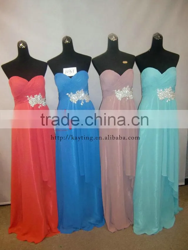 Simple backless chiffon beaded and ruffle red strapless quinceanera dress