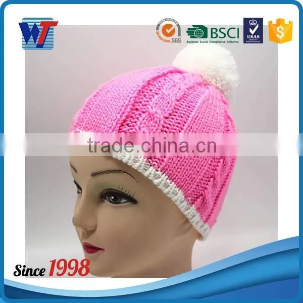 Black and red wooly knit cool beanies pom beanie mens hats with ball on top