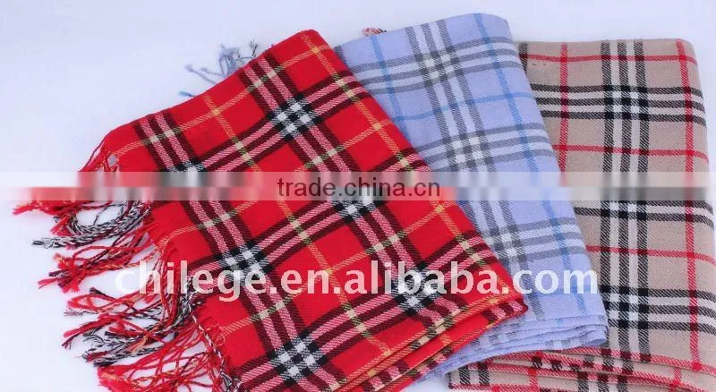 fashion women wool checked scarf fleece set winter warmer shawls scarves export ladies checked scarf poncho stoles schal cap